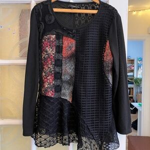 Elegant Black and Multicolor Patchwork Top